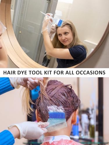 YOOVR 19pcs Hair Bleach Dye Kit with Hair Dye Brush, Bowl & Whisk (Blue) - Image 6