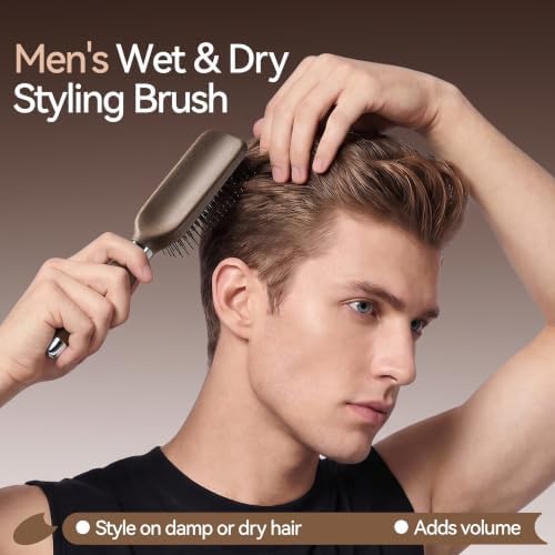 Hair Brush for Men, Detangling& Styling Hairbrush with Dual-Length Bristles - Image 3