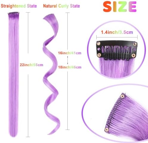 Colored Hair Extensions for Girls Kids, 12 Pcs Colorful Accessories - Image 3