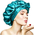 VECIIR Silk Bonnet for Sleeping Women，Hair Bonnet for Sleeping Silk Night Cap for Curly/Natural Hair Skin Hazel Cyan, Large by CraftedforExcellence