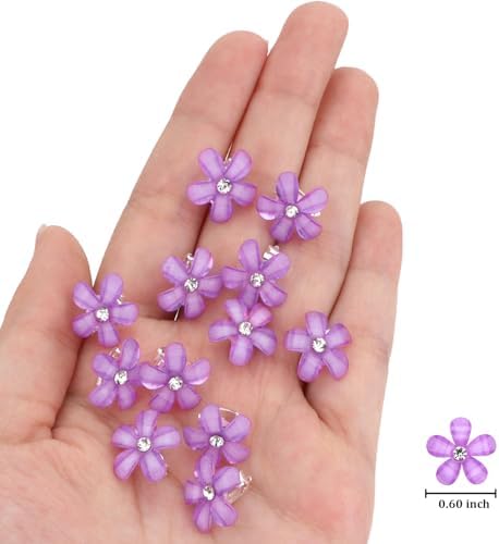YISSION Rhinestone Decorative Hair Accessories: 20 Cute Mini Purple Flower Hair Clips for Girls, Women, Wedding & Bridal - Image 6