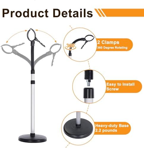Erytlly Hair Dryer Stand Hands Free 360-Degree Rotating Adjustable Height Metal Hair Dryer Holder Blow Dryer Holder About for 0.5kg Hair Dryer in Bathroom, Vanity, Makeup Room Basic - Image 3