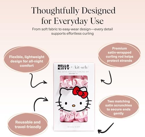 Hello Kitty x Kitsch Heatless Curls Overnight Set – Pink Kitty Faces - Image 4