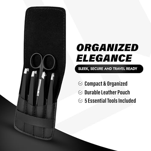 MUSI 5 PCS Tweezers for Women Facial Hair, with Eyebrow Scissors Set - Image 3