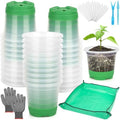 Caffox 55PCS Reusable Seed Starter Kit Includes 30 Packs 3.5" Clear Nursery Pots with Silicone Base, Repotting Mat, Gardening Gloves, Plant Labels and Seedling Tools for Easy Transplant by Caffox