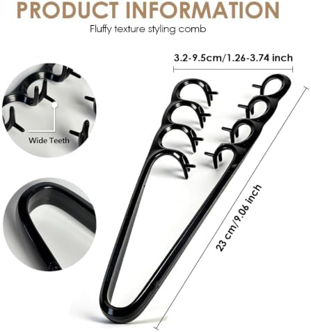 Texture Comb Wide-Tooth Hair Styling Comb for Root Lift, Black - Image 3