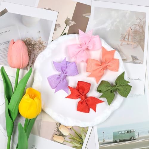 Baby Hair Clips for Girls 40PCS - 2" Girls Fully Lined Bows Hair Pins Tiny Hair Bows Alligator Clips for Baby Girls Infants Toddlers 40 Colors - Image 5