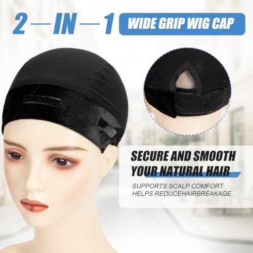 Riemann Silicone Wig Grip Cap,2in1 Wig Cap with Grip (Black2Pcs) - Image 4