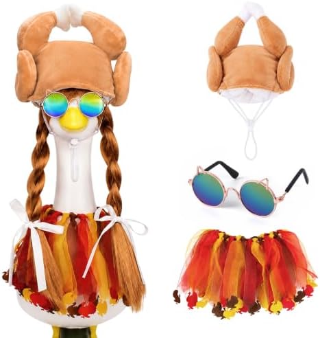 4PCS Thanksgiving Goose Outfits Turkey Goose Costume Set for Goose Statue by ZYIDBNG