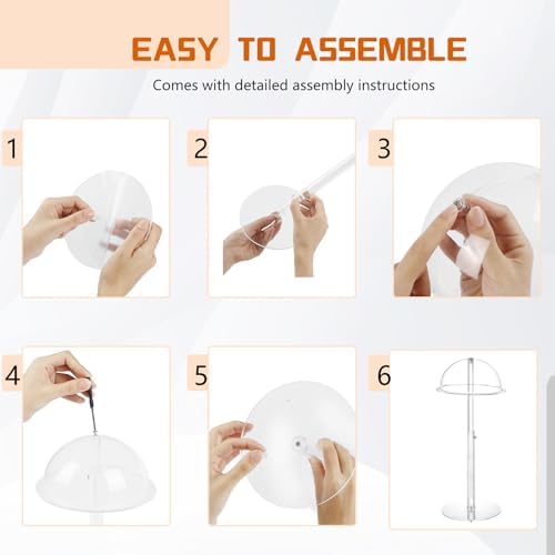 Adjustable Acrylic Hat Display Stand, 8"-16" Clear Domed Baseball Cap Rack - Image 6