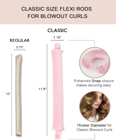 Classic Heatless Curls Overnight Rods - Upgraded Directional Grip Velvet Heatless Hair Curler to Sleep in No Heat Heatless Curling Flexi Rods Foam Hair Rollers for Blowout Look Medium & Long Hair - Image 3