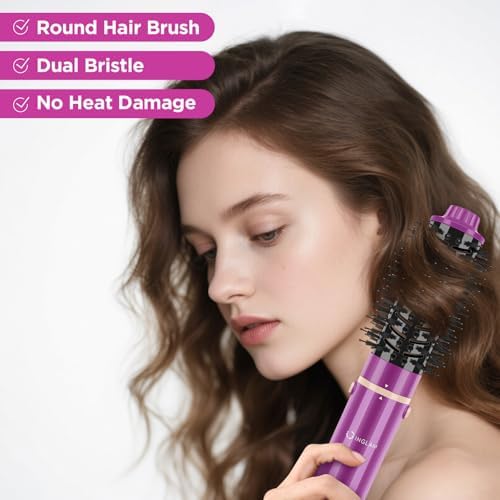5 in 1 Blow Dryer Brush IG INGLAM MegaAir Hair Styler Brushless Hair Dryer Brush Left/Right Air Auto-Wrap Curler Hot Air Brush Negative Ions No Heat Damage Frizz-Free Drying Curling Straightening,Red - Image 5