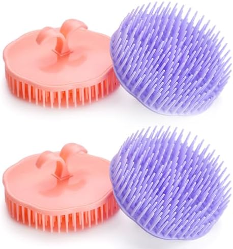 Hair Scalp Brush Dandruff Cleaning Shower Shampoo Scalp Head Massager 4 Pk by Aroveea