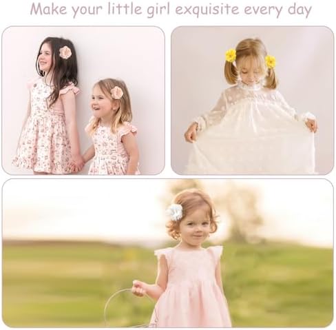 DED 30PCS 2" Chiffon Flower Hair Bows Clips with Rhinestone Pearl for Kids - Image 6