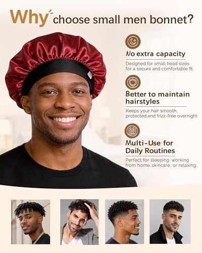 YANIBEST Small Satin Bonnet for Men, Hair Bonnet for Short Hair Waves - Image 2
