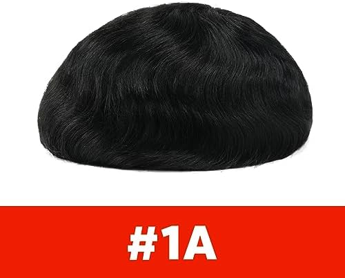 Lordhair Hair System for Men Human Hair Toupee, 7 x 9 Inch, #1A - Image 2