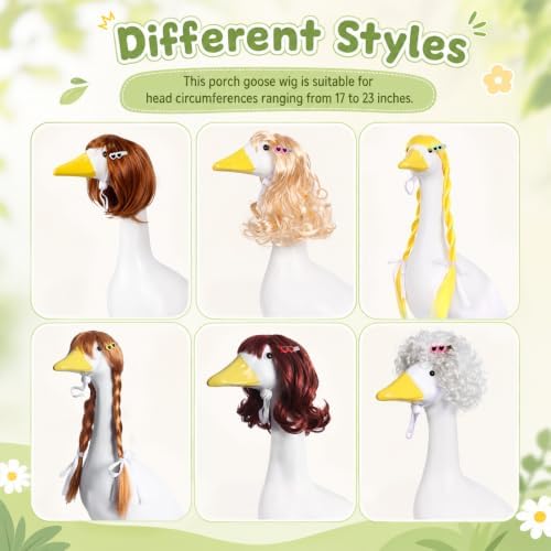 4Pcs Porch Goose Wigs Set Porch Goose Outfits Accessories for Outdoor Statue Accessories Garden Patio Yard Goosey Decoration (6pcs Set) - Image 6