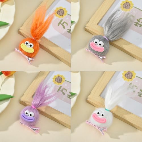 MIUPOO Fluffy Pom Poms Hair Clips,Crazy Hair Day Accessories for Girls,Quirky Little Monster Barrettes,Plush Duckbill Hairpins Hair Barrettes,Party Modeling Hair Accessories,4 colors,4 Pairs. - Image 4