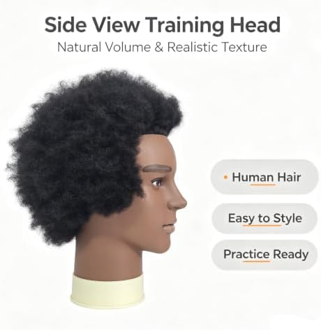 Afro Curly Male Mannequin Heads for Barber Practice Textured Human Hair - Image 3