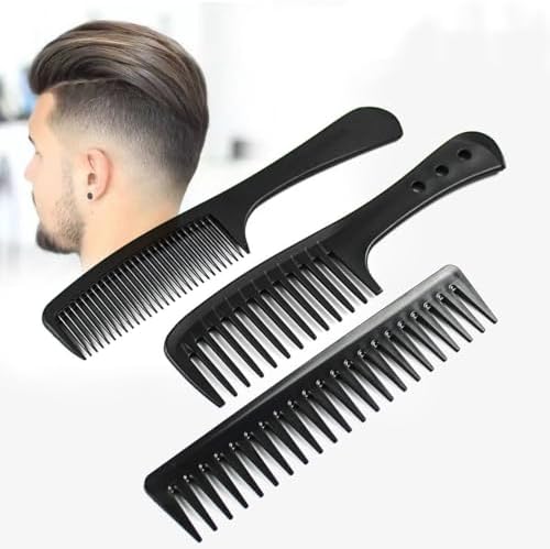 3 PCS Carbon Fiber Anti Static Comb, Heat Resistant Comb-Fine and Wide Tooth Hair Combs for Men and Women, Professional for Hair Stylist - Image 2