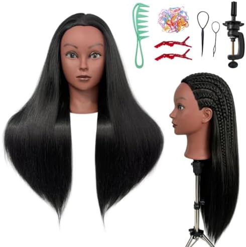 Black Mannequin Head for Braiding, Practice Hair Mannequin Head by ARLEFENNI