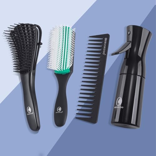 BRUSHZOO Detangler Hair Brush with Hair Spray bottle, Hair Brush for Curly Hair, 9 Row Brush Wide Tooth comb (Green) - Image 6