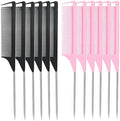 Rat Tail Combs 12PCS, Parting Combs for Braiding Hair Carbon fiber heat-resistant anti-static, for Sectioning, Parting, Styling Hair (Black+Pink) by Rabetly