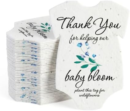 15 Blue Onesie-Shaped Gift Wrap Tags with Wildflower Seeds by SeedBloom