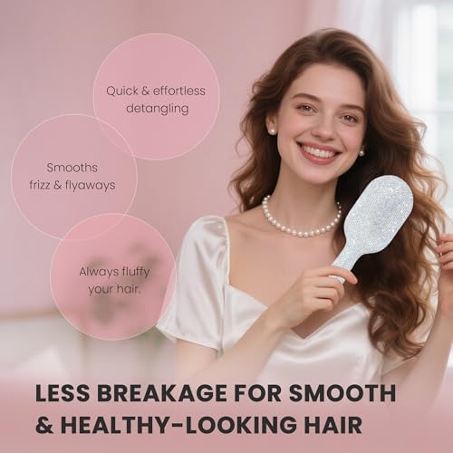 Diamond Hair Brush - Glam Birthday for Women | Sparkly Detangler for Frizzy Hair, Unique Gift for Her - Image 5