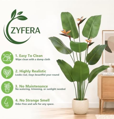 Artificial Bird of Paradise Flowers,5FT Fake Banana Tree for Home&Office - Image 5