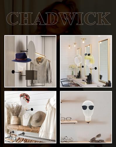 CHADWICK 21-Inch Wall-Mounted Linen Wig Head Stand, Beige - Image 5
