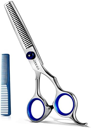 COOLALA Stainless Steel Hair Cutting Scissors Thinning Shears 6.5 Inch Professional Salon Barber Haircut Scissors Family Use for Man Woman Adults Kids by COOLALA