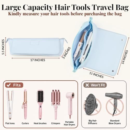 BAREFOOT CARIBOU Hair Tools Travel Bag and Heat Resistant Mat 17"(BabyBlue) - Image 3