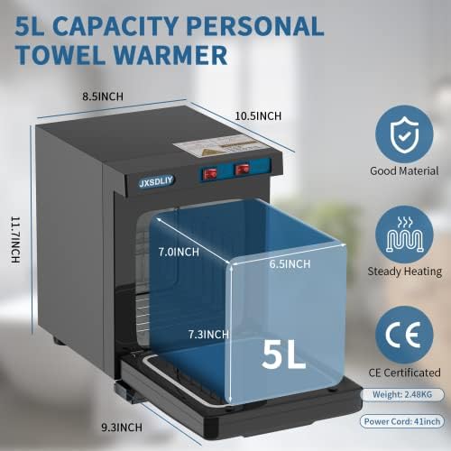 Towel Warmer, JXSDLIY 2-in-1 Professional Hot Towel Heater Cabinet for Spa Salon Home Bathroom, 5L, Black - Image 4