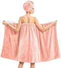 Absorbent Towel Wrap for Women Wearable Bath Towel Set with Hair Turban by MakemadeDIY