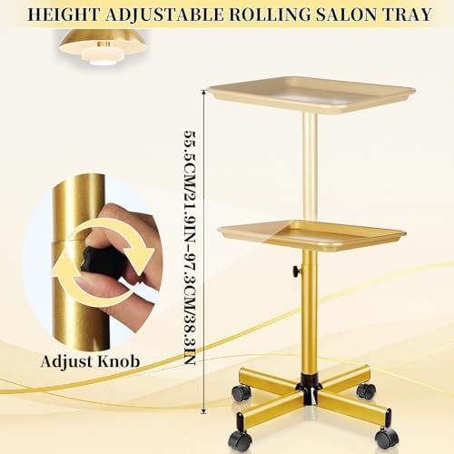 Salon Tray on Wheels,Gold Salon Rolling Tray,Tattoo Tray - Image 3