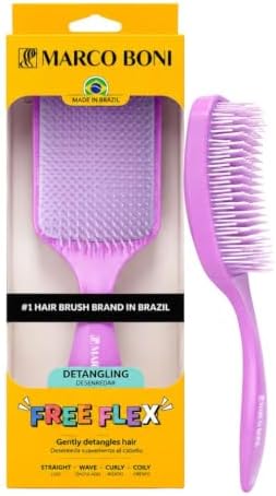 Marco Boni Free Flex Detangling Hair Brush, Flexible Hairbrush for Wet & Dry Hair, Pain-Free Detangler, Ergonomic Handle, All Hair Types, Lavender Pink by MarcoBoniUSA