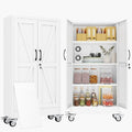47" Metal Garage Storage Locker Cabinet with Wheels,Rolling White Lockable Tool Cabinet with 2 Doors and 3 Adjustable Shelves, Steel File Cabinet for Home Office Warehouse Gym by BAOLIWO