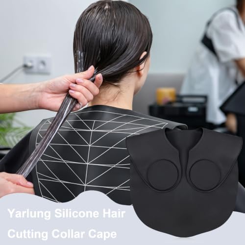 yarlung Hair Cutting Collar Silicone Salon Hair Cutting Guide Cape, Black - Image 6
