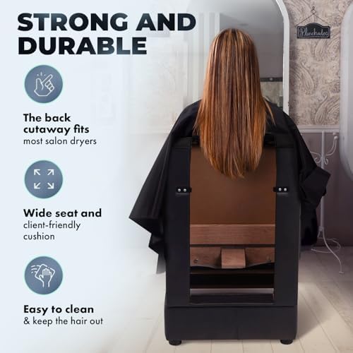 Buy-Rite Kate Hair Dryer Chair Salon Chair Black Vinyl Wood Frame - Image 4