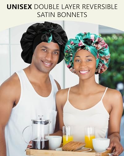 AWAYTR Double Layer Satin Bonnet for Women, Reversible Sleep Hair Wrap - Image 2