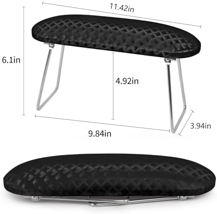 krofaue Metal Arm Rest for Nails Tech, Stable Nail Arm Rest with Phone Holder, Leather Manicure Hand Pillow with Non-Slip Aluminum Alloy Legs for Salon Nail Tips Art Table - Image 2