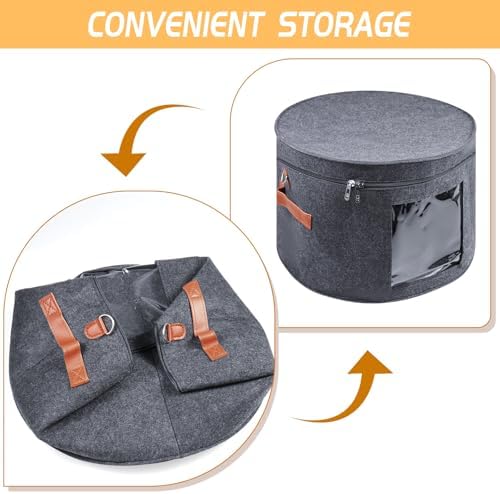 Wig Storage Boxes,Wig Travel Cases Foldable for Multiple Wigs for Men and Women,Yarn Organizer, Cosmetic Cabinet Storage Bag (Medium Grey) - Image 5