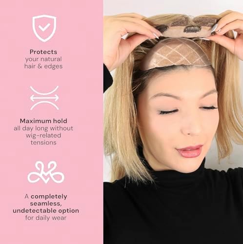 MILANO COLLECTION Glueless Top Grip for Hair Topper & Wiglets, Adjustable Translucent Strap with Side Openings, Top Headband for Your Wig or Topper, Includes Clips, Beige, Medium - Image 5