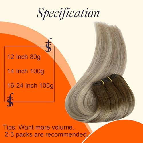 Full Shine Hair Extensions Human Hair Olive Brown Blonde 12 Inch 80g - Image 4