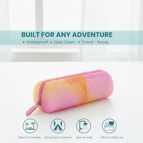 Cotton Round Swab Travel Case, 2-in-1 Beauty Organizer, (Peach Sunrise) - Image 4