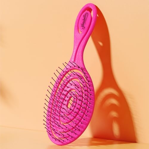 Ninabella Detangler Brush - No Tangle Hair Brush for Women, Fine, Thick and Long Hair - Hairbrush for Wet and Dry Hair, Gentle on the Scalp - Neon Pink - Image 6