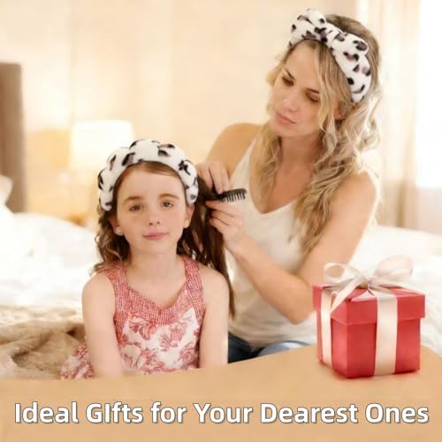 7 Pcs Spa Set, Facial Headband and Wristband Set, Skincare Accessories, College Style Girl Idea Gifts, Hair Accessories for Women and Girls （Beige Leopard ） - Image 5
