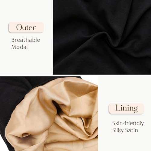 2 Pcs Adjustable Silk Hair Bonnet for Sleeping, Satin Lined Sleep Cap for Women and Men, Silk Hair Wrap Slouch Beanie. - Image 5