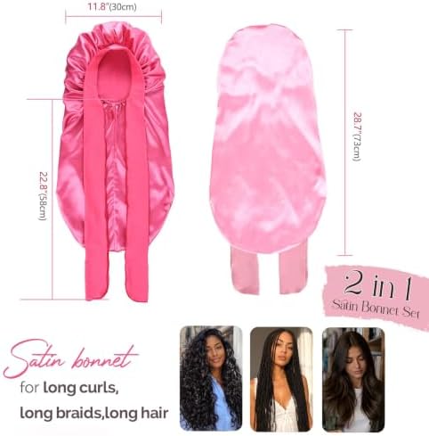 YANIBEST 2Pcs Silk Feeling Bonnet for Sleeping Braid Bonnet for Long Hair - Image 2